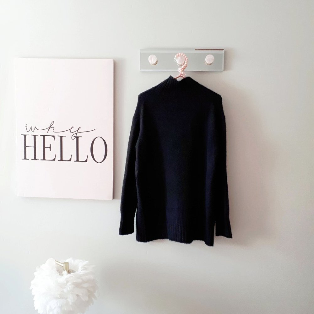 EUC Core Life black tight knit higher mock neck sweater, M - Picture 4 of 6